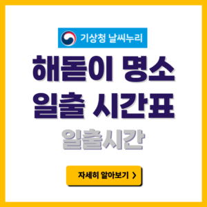 새해 해돋이명소 일출 시간표