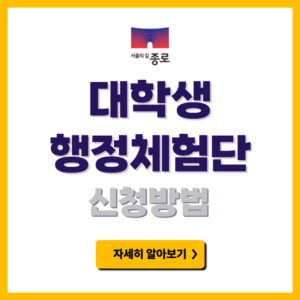 종로구 대학생 행정체험단 신청